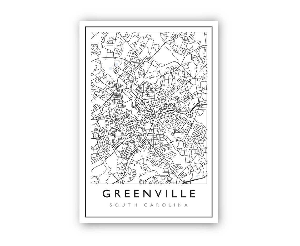 Greenville South Carolina City Map South Carolina City Road Map Poster City Street Map Print Modern Us City Map Home Office Wall Art - Image 2