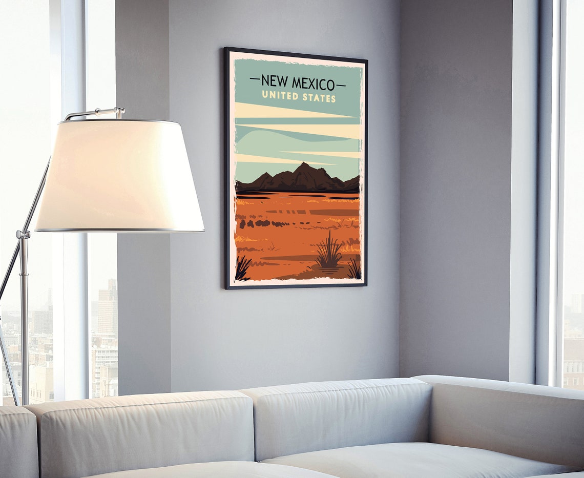 New Mexico Retro Desert Mountain Sunset Vintage Travel Poster - Image 4