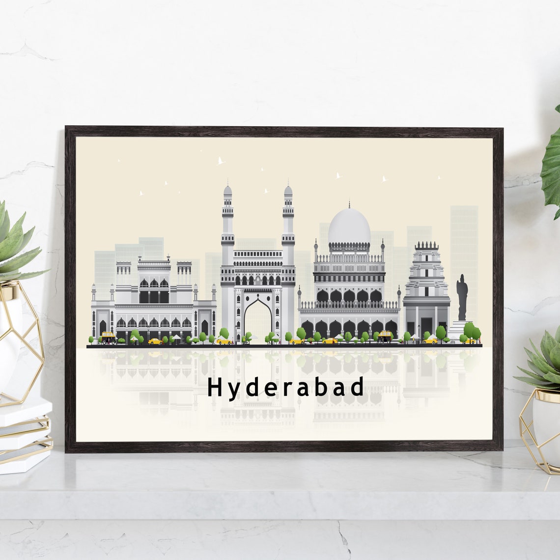 Hyderabad India Charminar Skyline Cityscape Modern Landmark Poster