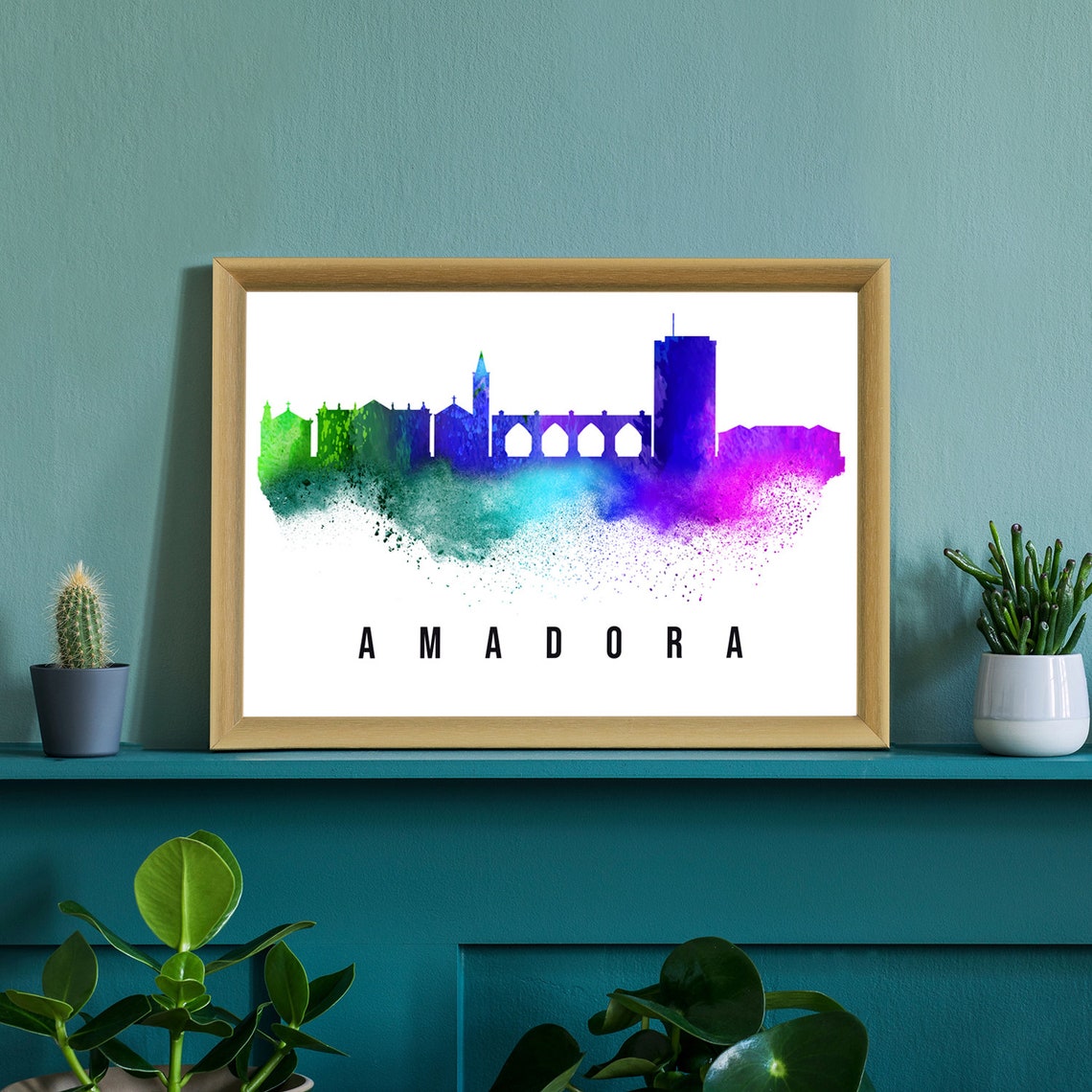 Amadora Portugal Poster Skyline Poster Cityscape Poster Portugal Landmark City Illustration Poster Home Wall Art Office Wall Art - Image 2