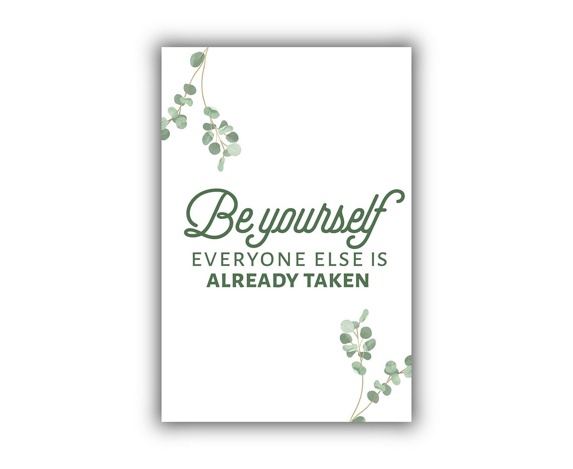 Oscar Wilde Be Yourself Green Botanical Quote Poster Wall Decor Art - Image 2