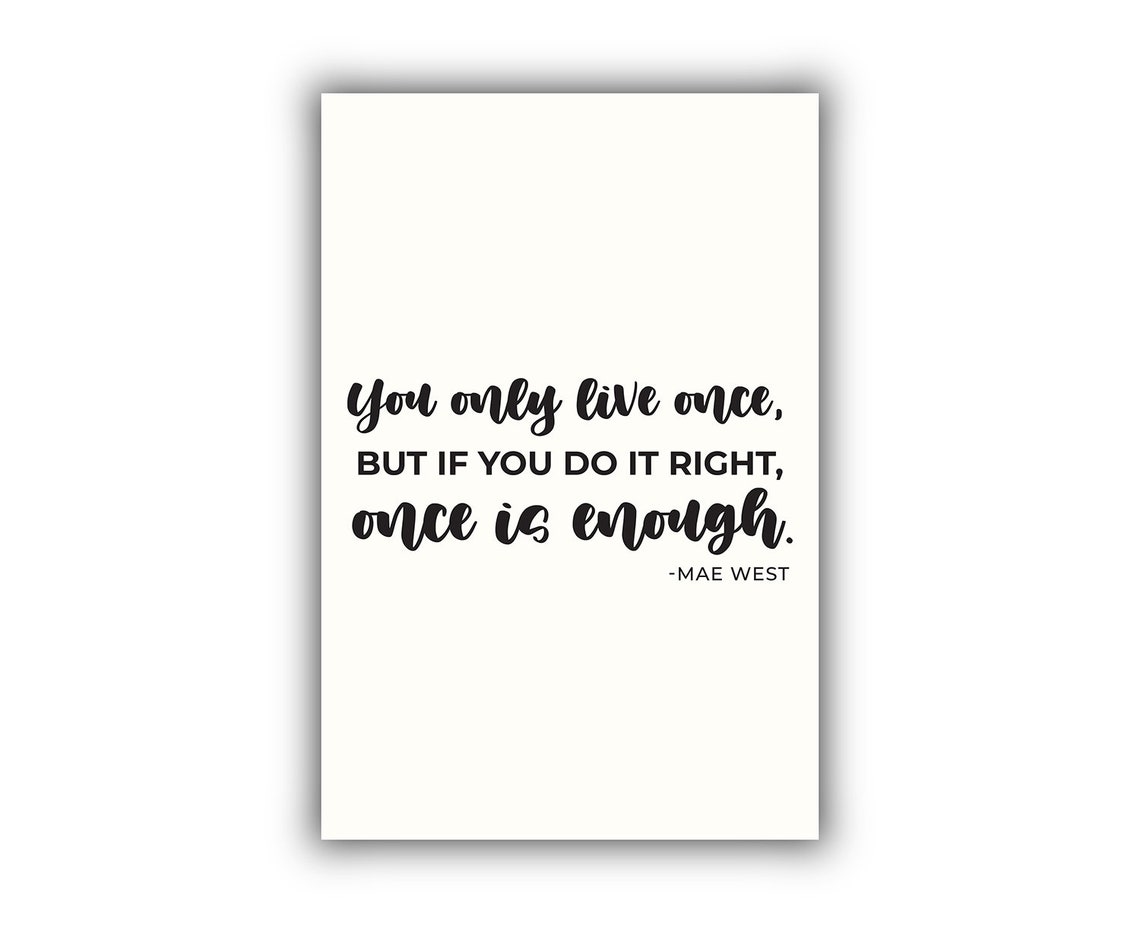 Mae West You Only Live Once Quote Poster Minimalist Wall Art Print - Image 2