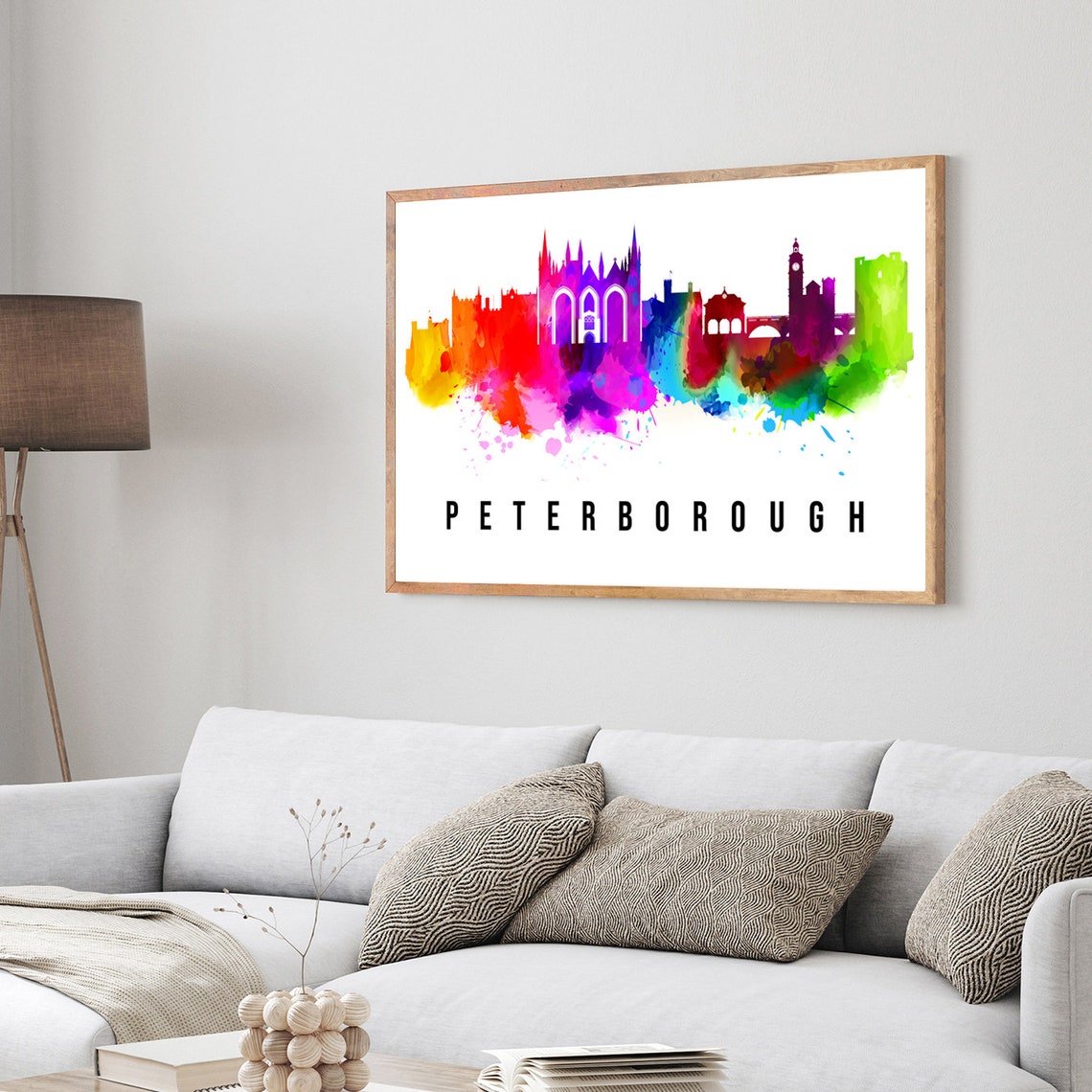 Peterborough England Cathedral Watercolor Skyline City Poster - Image 4