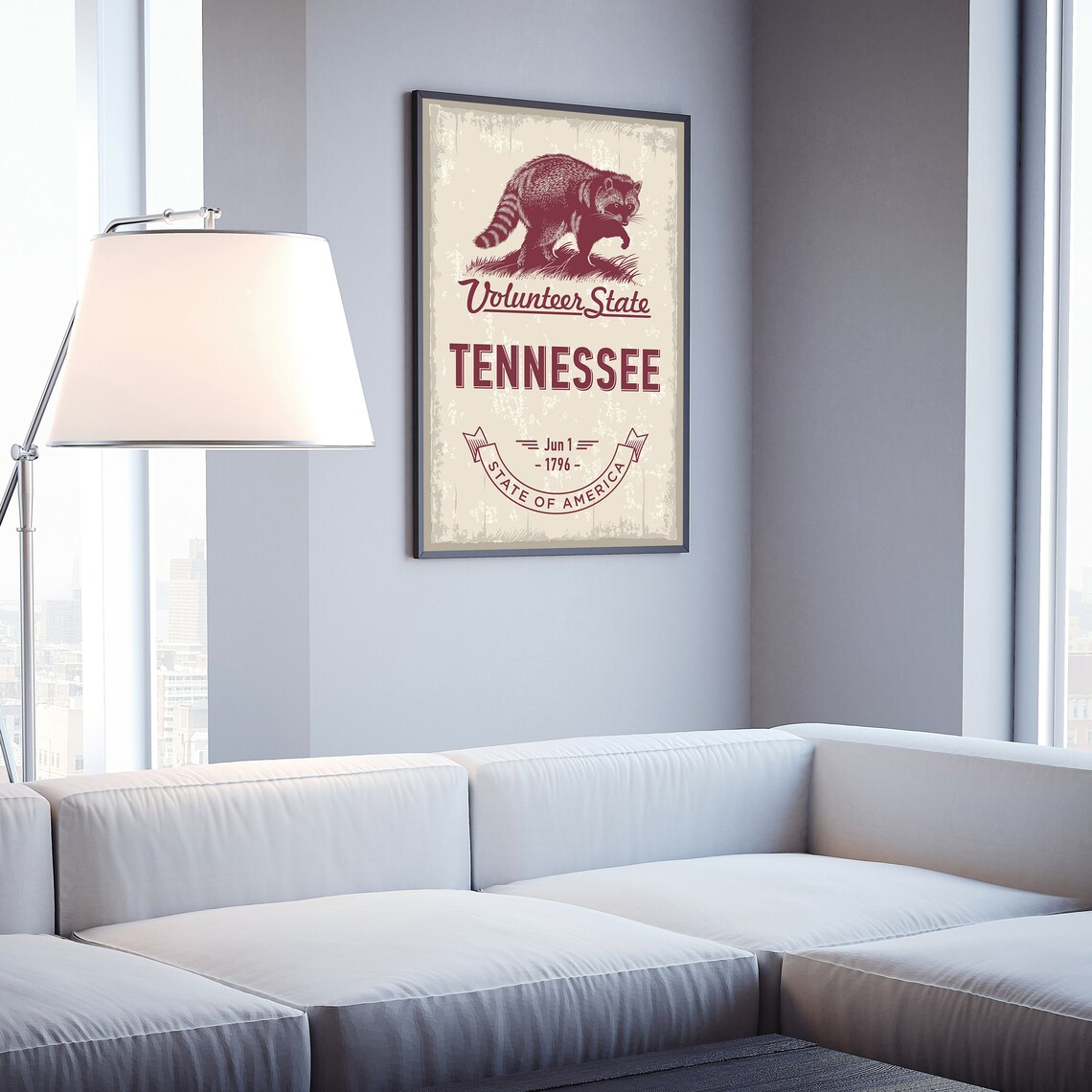 Tennessee Volunteer State Raccoon Vintage State Emblem Travel Poster - Image 4
