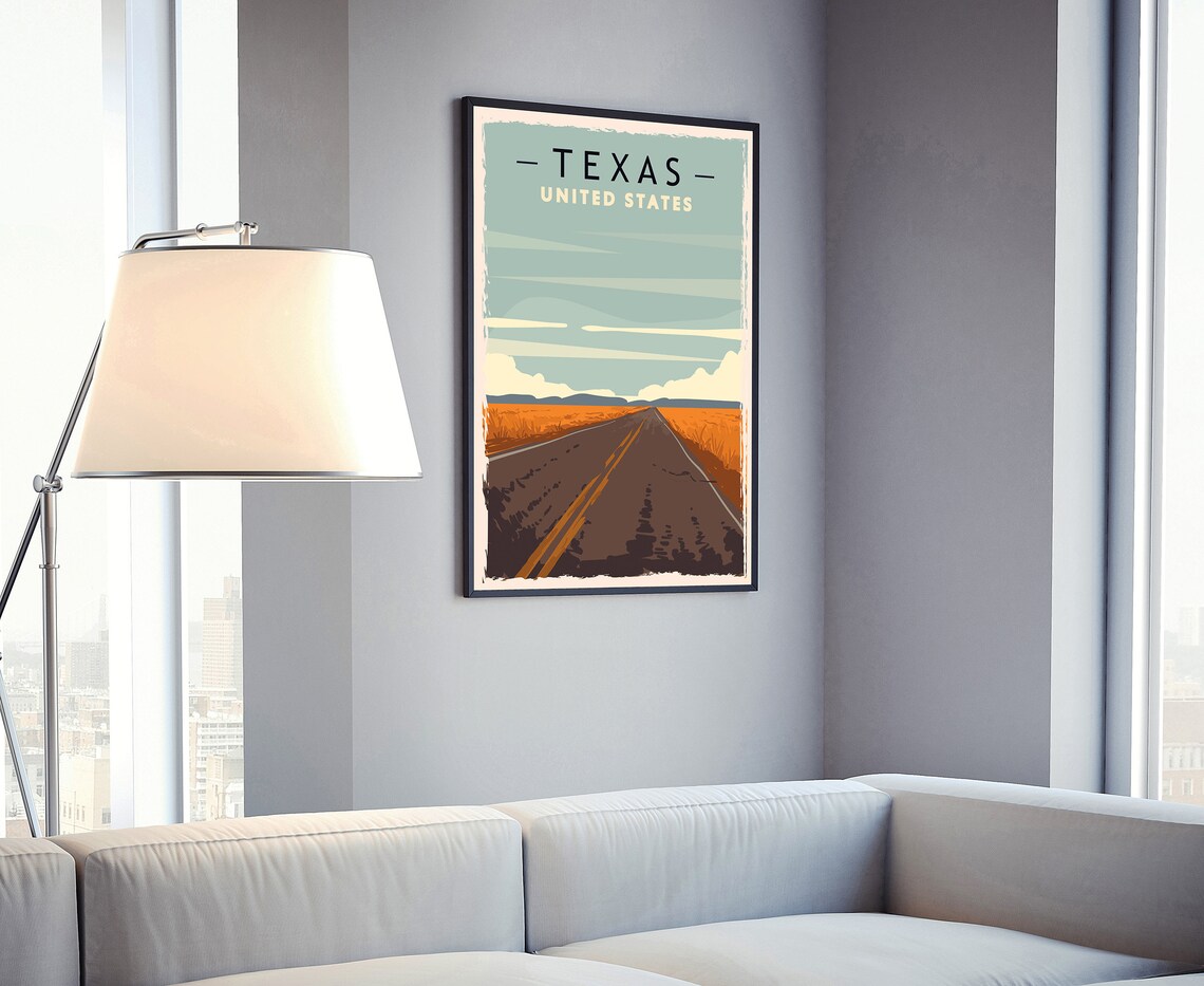Texas United States Desert Highway Retro Vintage Road Trip Poster - Image 4