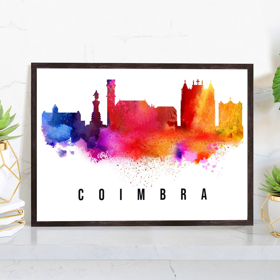 Coimbra Portugal Poster Skyline Poster Cityscape Poster Portugal Landmark City Illustration Poster Home Wall Art Office Wall Art