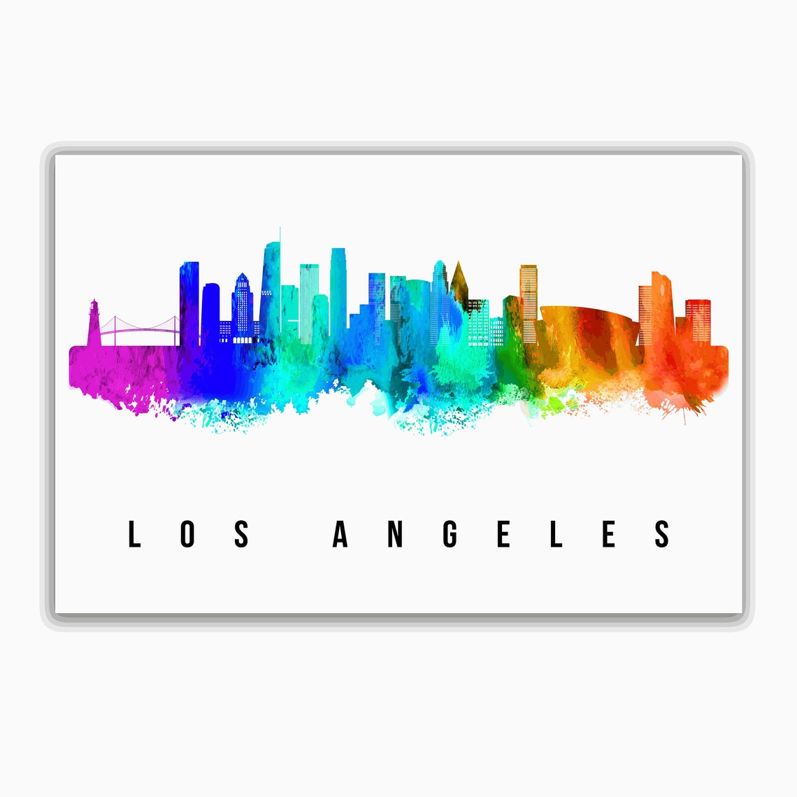 Los Angeles California Poster Los Angeles California Cityscape Painting Landmark And Cityscape Print Home And Office Wall Art - Image 2