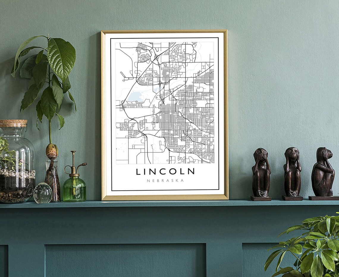 Lincoln Nebraska Minimalist City Street Map Line Art Wall Poster - Image 4