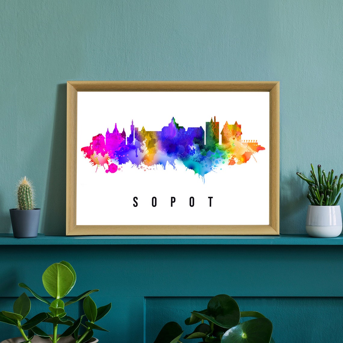 Sopot Poland Seaside Resort Abstract Skyline Watercolor Poster - Image 2