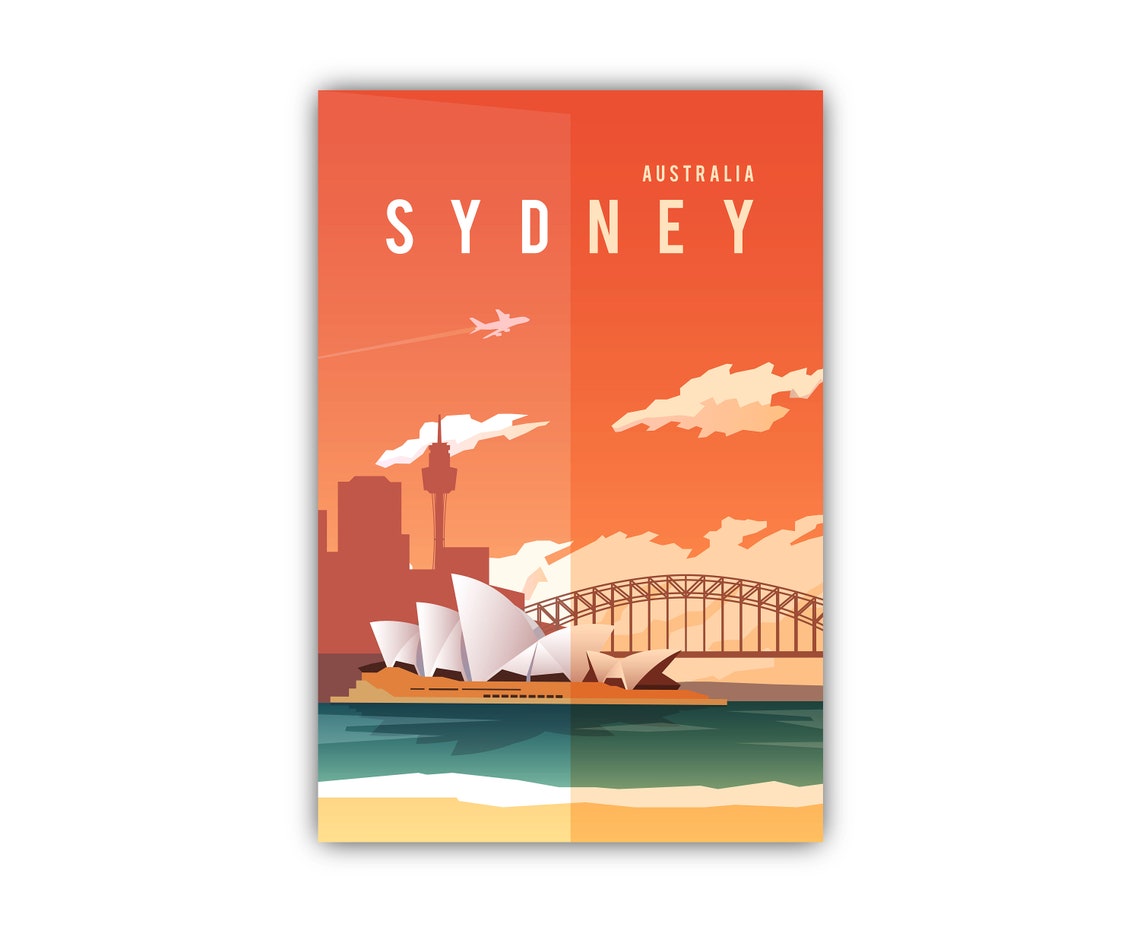 Sydney Australia Vintage Retro Travel Poster with Opera House View - Image 2