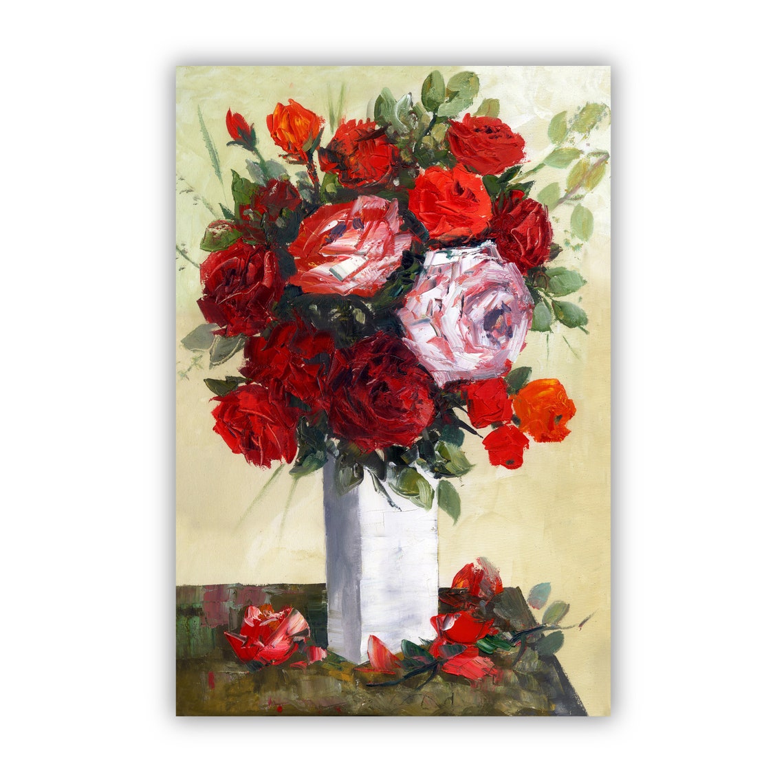 Flowers Oil Painting Flowers Still Life Poster Prints Flower Painting Prints Floral Texture Oil Painting Home Office Wall Art Decoration - Image 2