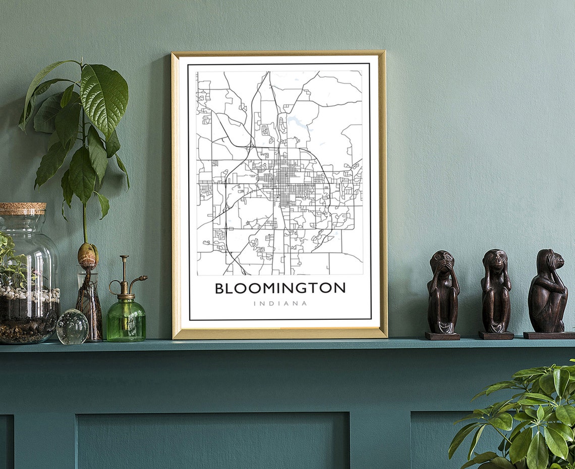 Bloomington Indiana Street Map Minimalist Black White City Map Poster - Image 3