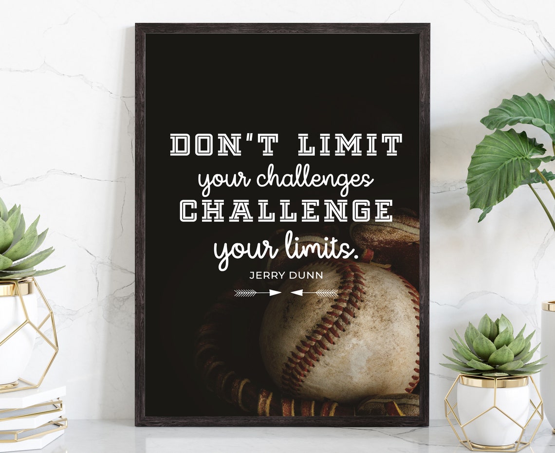 Don't Limit Your Challenges Baseball Motivational Quote Wall Art