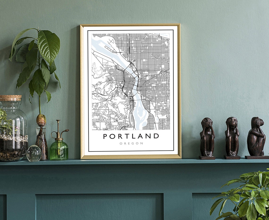 Portland Oregon City Map Portland Oregon Road Map Poster City Street Map Print Us City Modern City Map Home Office Wall Art Decoration - Image 3