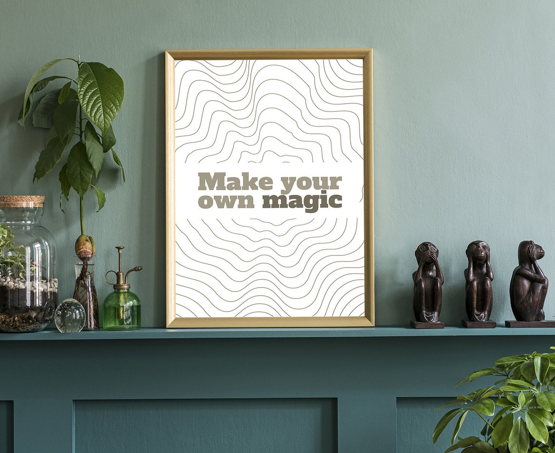 Make Your Own Magic Wavy Elegant Modern Typography Quote Wall Art - Image 3