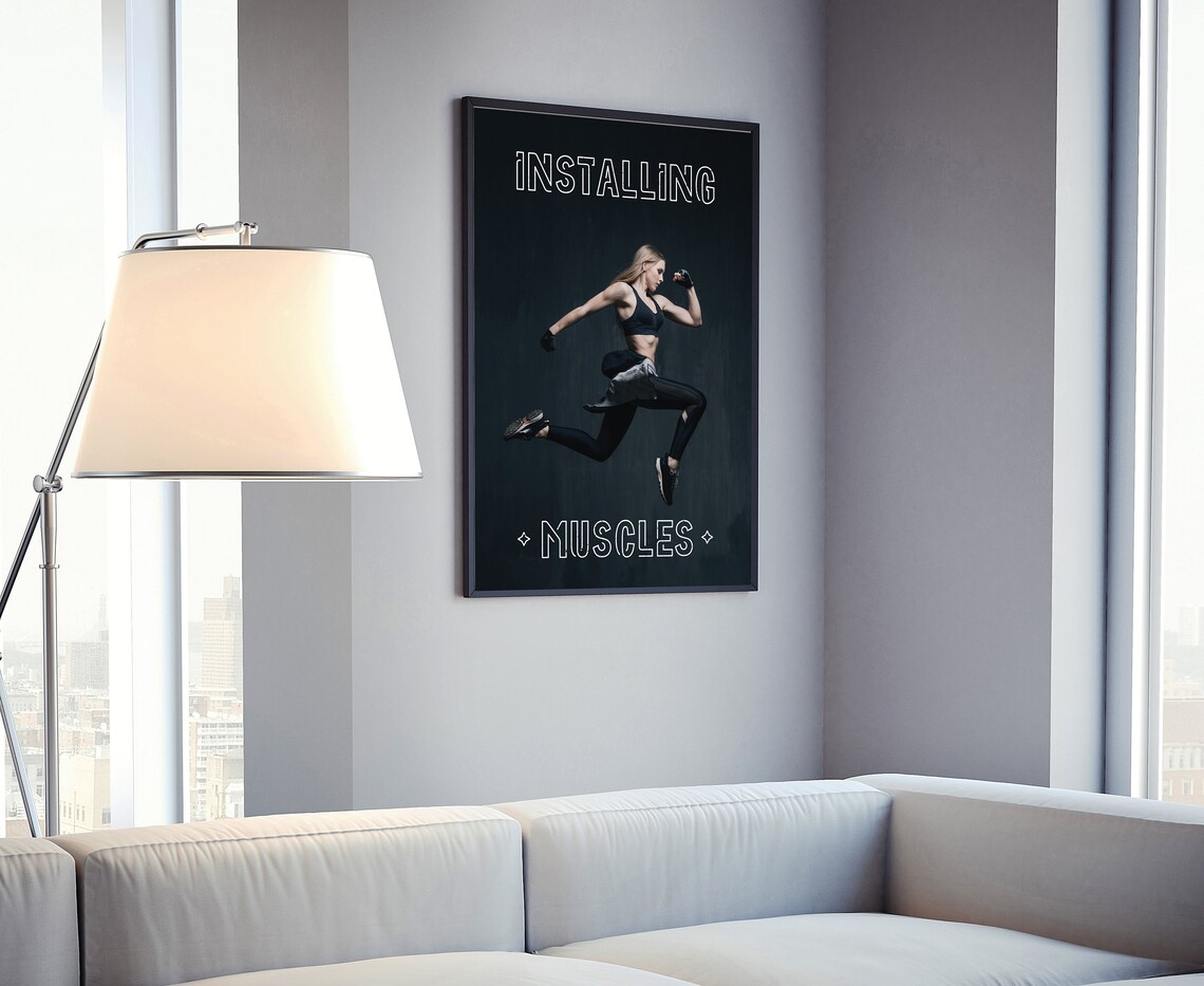 Installing Muscles Fitness Woman Workout Motivational Gym Poster - Image 4