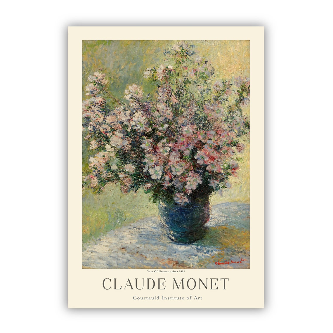 Claude Monet Vase Of Flowers 1881 Pink Blossom Still Life Art Poster - Image 3