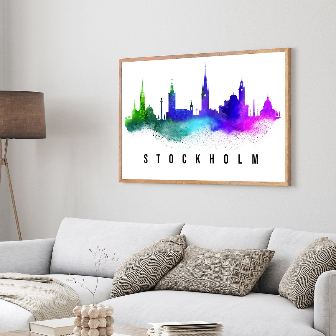 Stockholm Sweden Poster Skyline Cityscape Poster Sweden Stockholm Landmark City Illustration Poster Home Wall Art Office Wall Art - Image 3