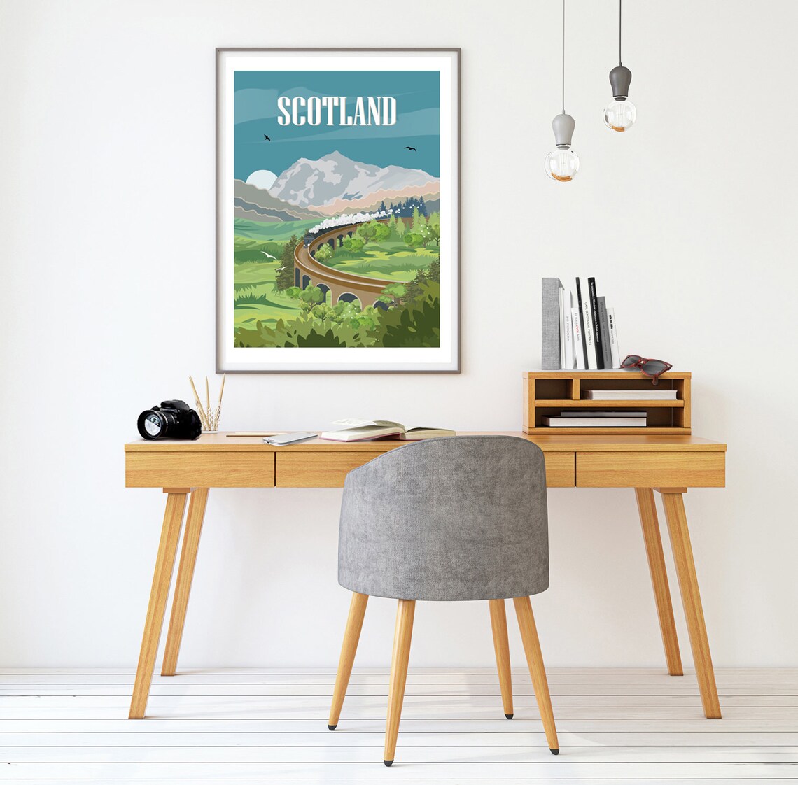 Scotland Travel Poster, Mountain Landscape Art Print - Image 2