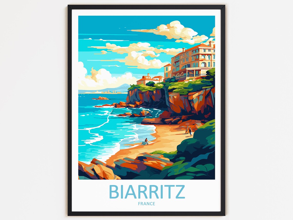 Biarritz Travel Poster, France Wall Decor