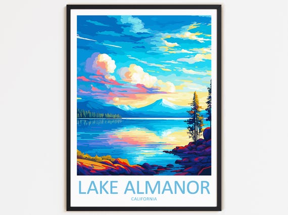 Lake Almanor Travel Poster, California Wall Decor