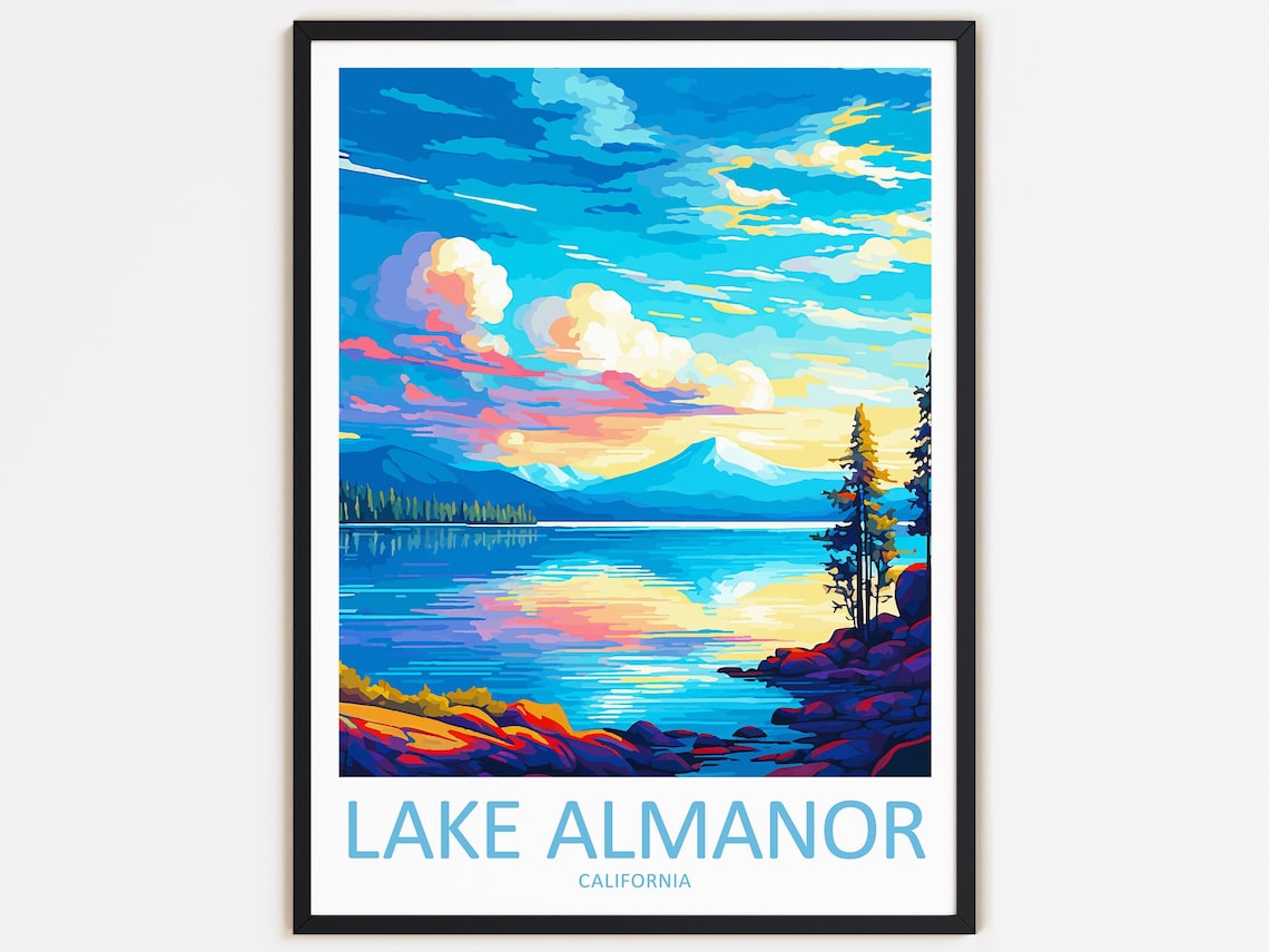 Lake Almanor Travel Poster, California Wall Decor