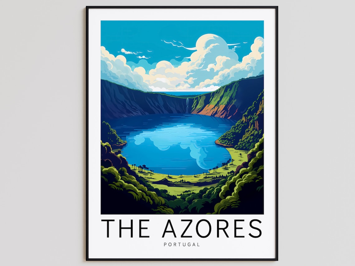 The Azores Travel Poster, Portugal Landscape