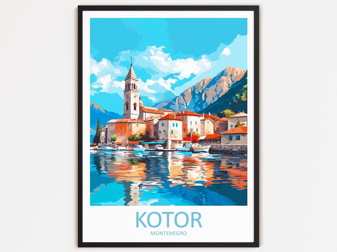 Kotor Travel Poster, Montenegro Home Decor
