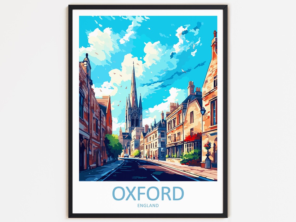 Oxford Travel Poster, England Home Decor