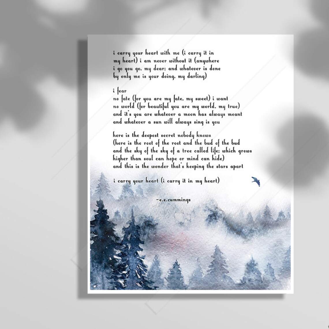 E. E. Cummings Love Poem Literary Wall Art Print