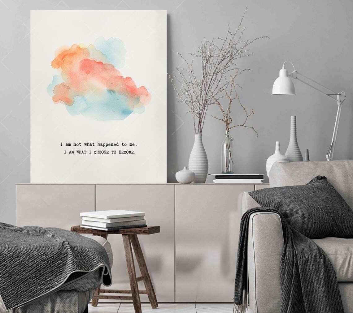 I Am Not What Happened To Me Watercolor Cloud Inspirational Poster - Image 3