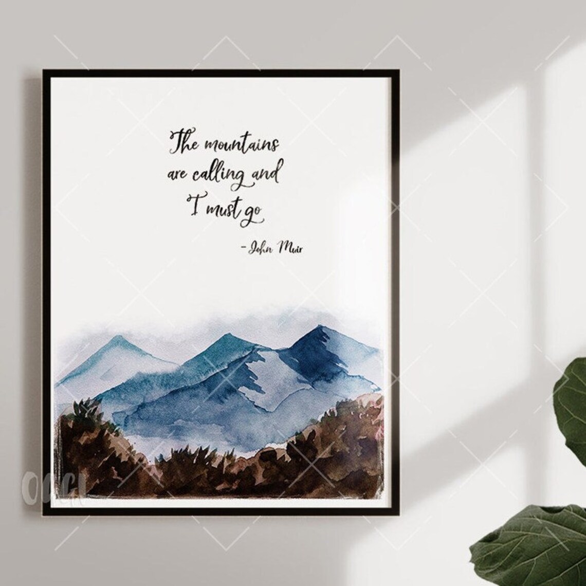 John Muir Quote, Watercolor Mountain Art Print