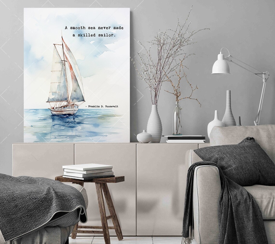 Franklin D. Roosevelt Quote Art Print, Coastal Theme - Image 2