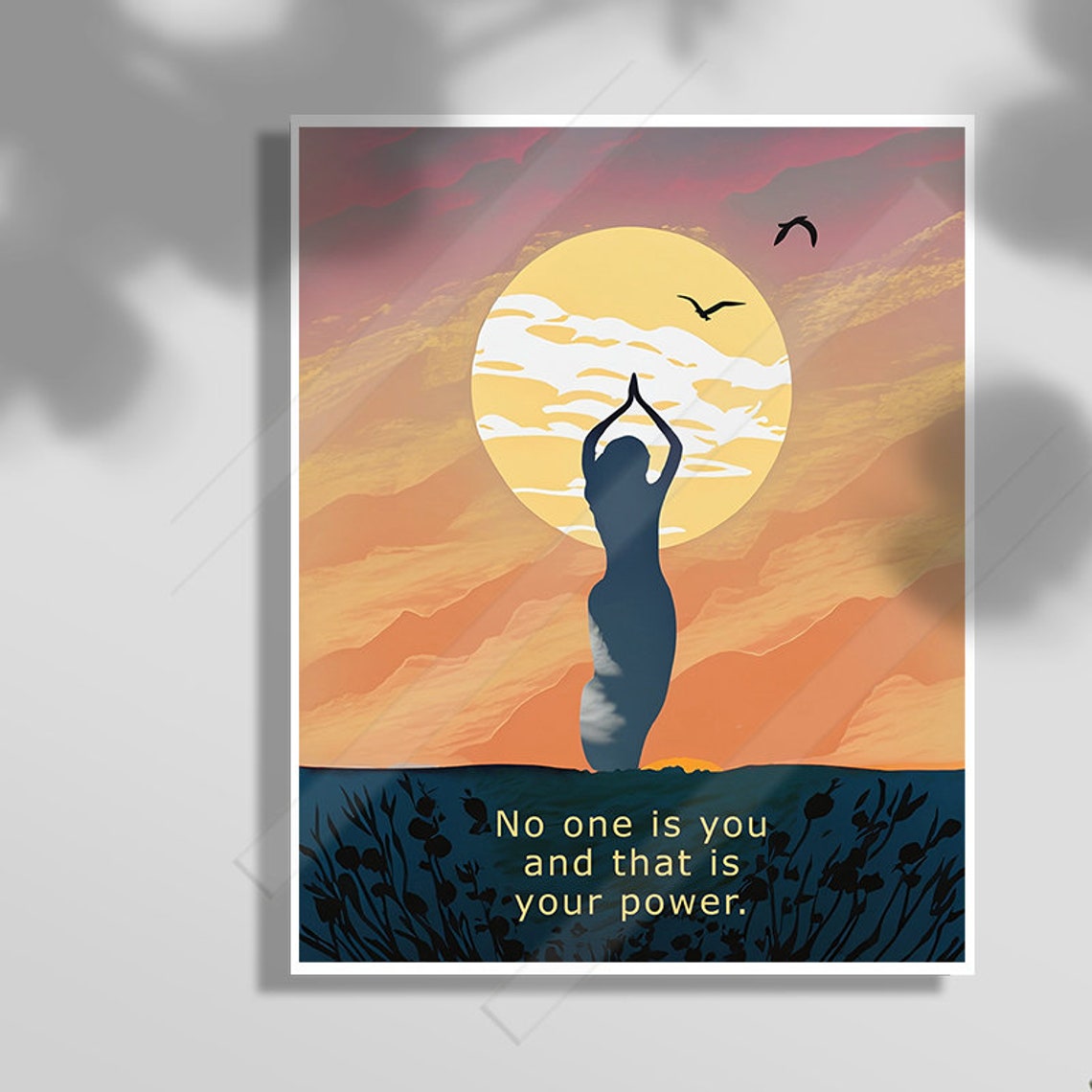 No One Is You And That Is Your Power Sunset Silhouette Quote Poster