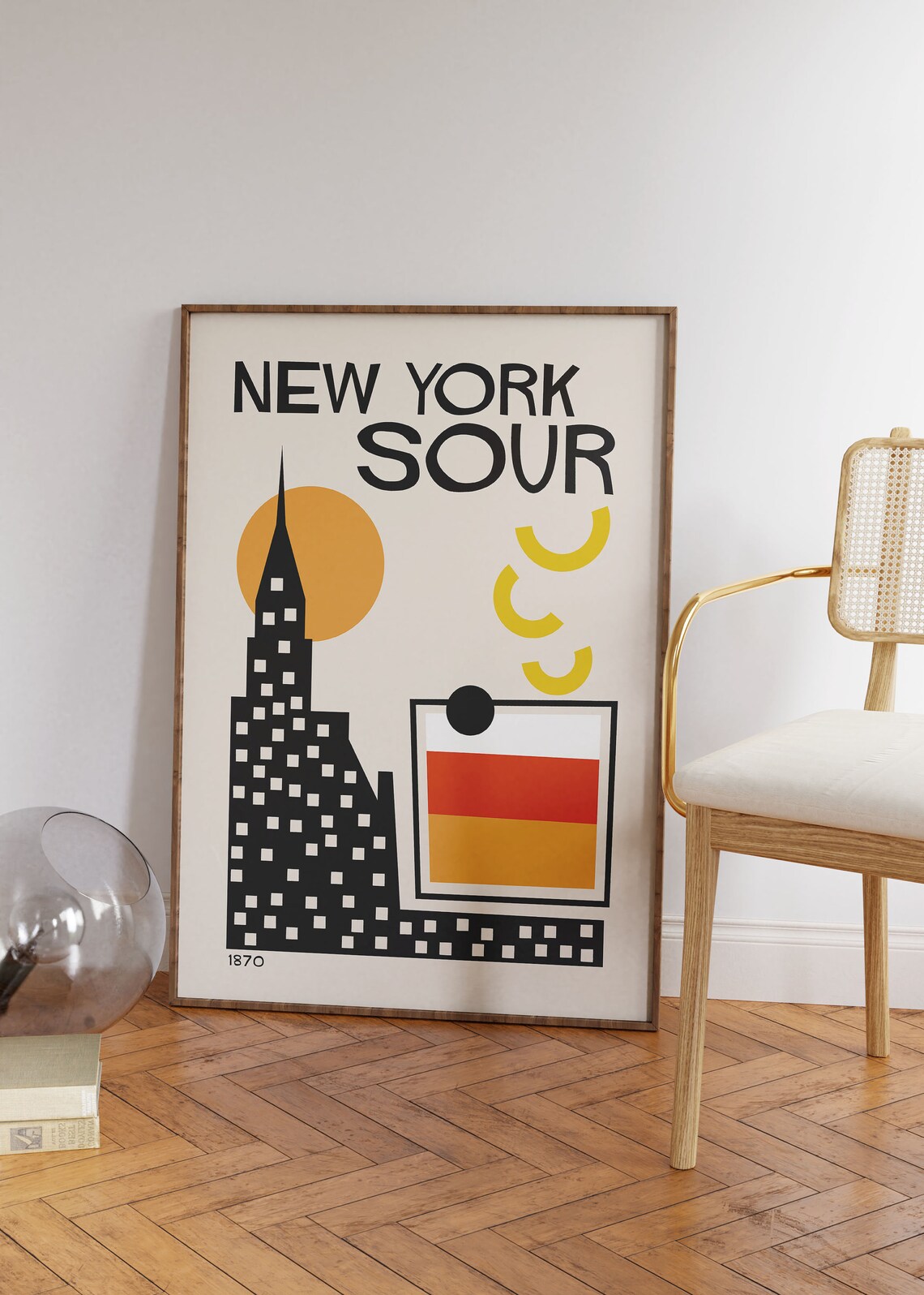 New York Sour Retro Cocktail Poster, Mid-Century - Image 2