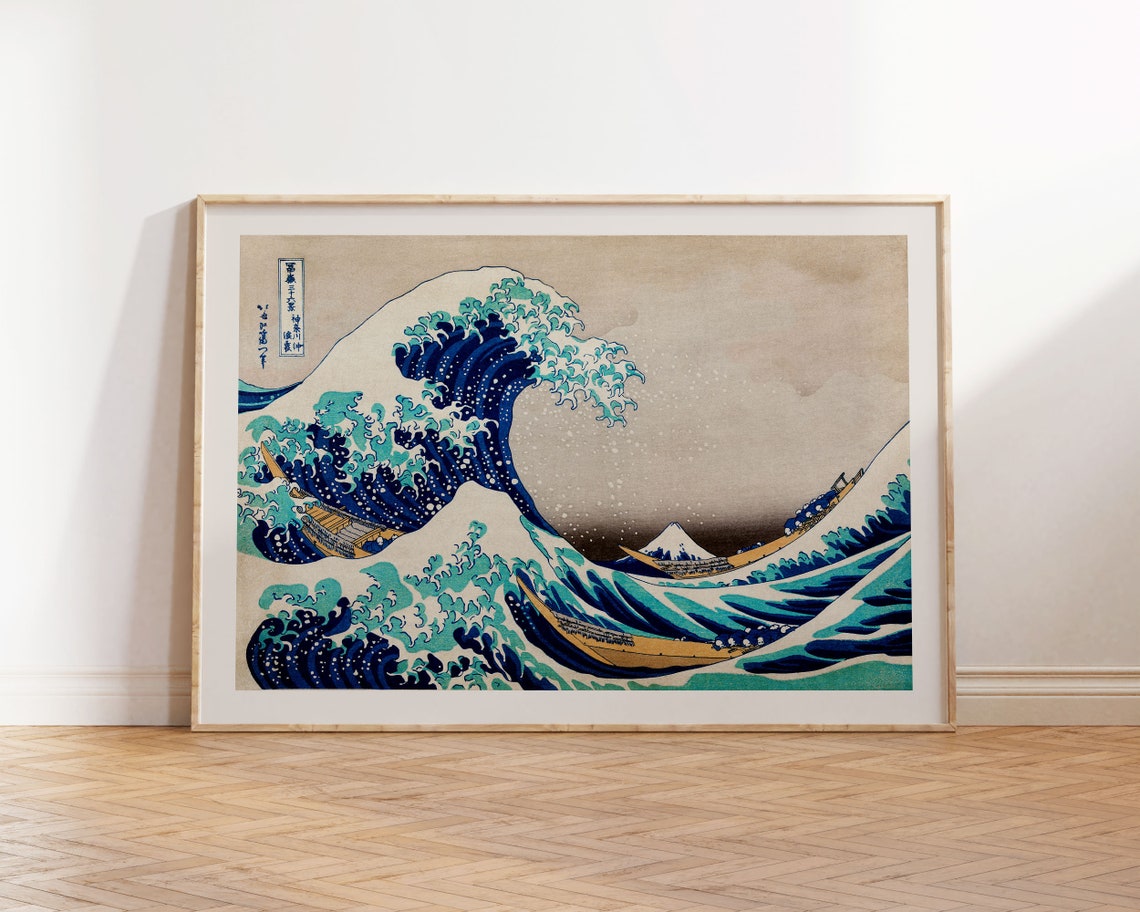 Hokusai Great Wave off Kanagawa Vintage Japanese Woodblock Poster