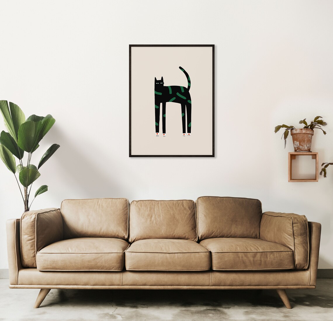 Retro Black Cat Art Print, Mid-Century Boho Cat - Image 2