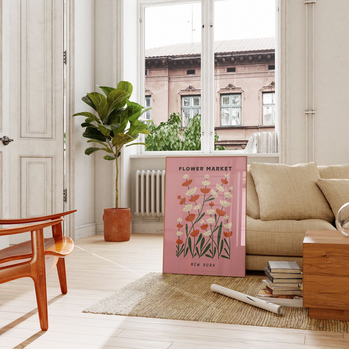 Flower Market Poster New York Pink Floral Wall Art Cute Botanical Print Preppy Room Decor Teen College Dorm Decor - Image 3