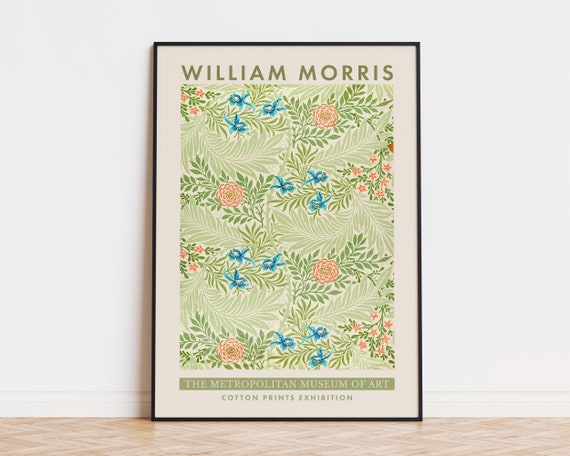 William Morris Print Exhibition Poster Botanical Floral Art Print In Danish Pastel Green Spring Wall Decor