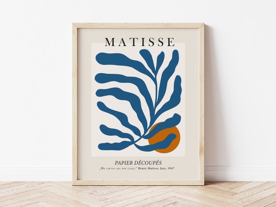 Matisse Jazz Exhibition Poster, Blue Cut-Out Leaf Orange