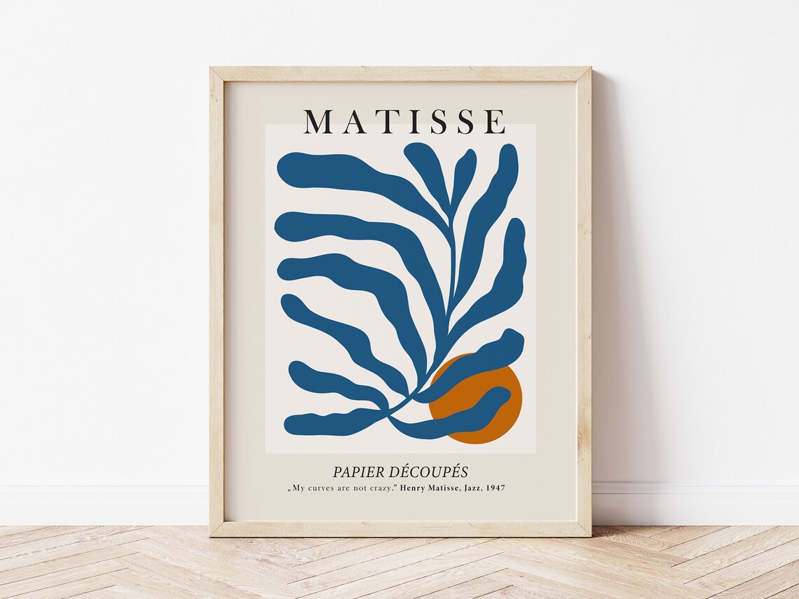 Matisse Jazz Exhibition Poster, Blue Cut-Out Leaf Orange