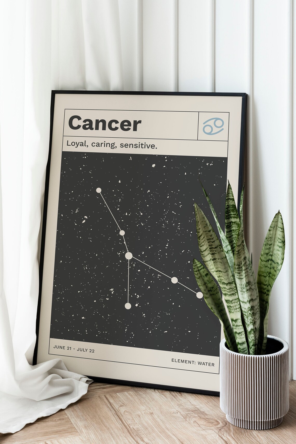 Cancer Horoscope Retro Minimalist Constellation Art Print - Image 2