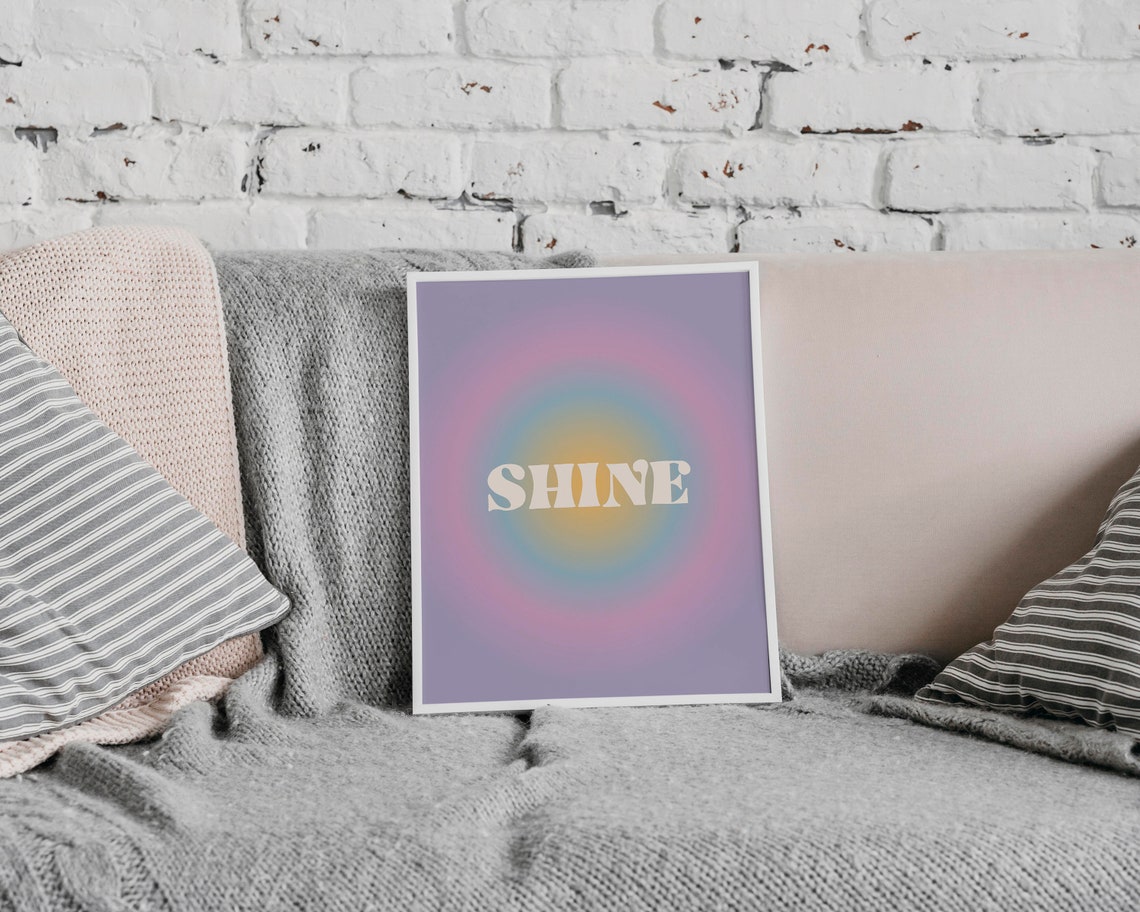 Shine Retro Pastel Gradient Aura Uplifting Inspirational Quote Poster - Image 3