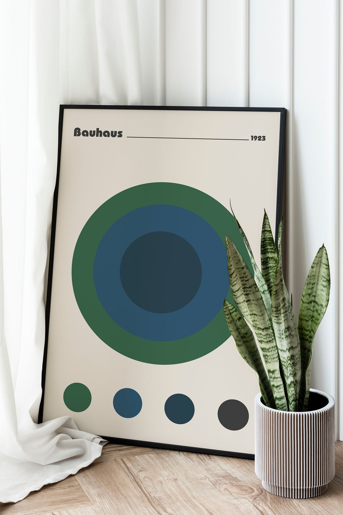 Bauhaus 1923 Concentric Circles Blue Green Geometric Art Poster - Image 2