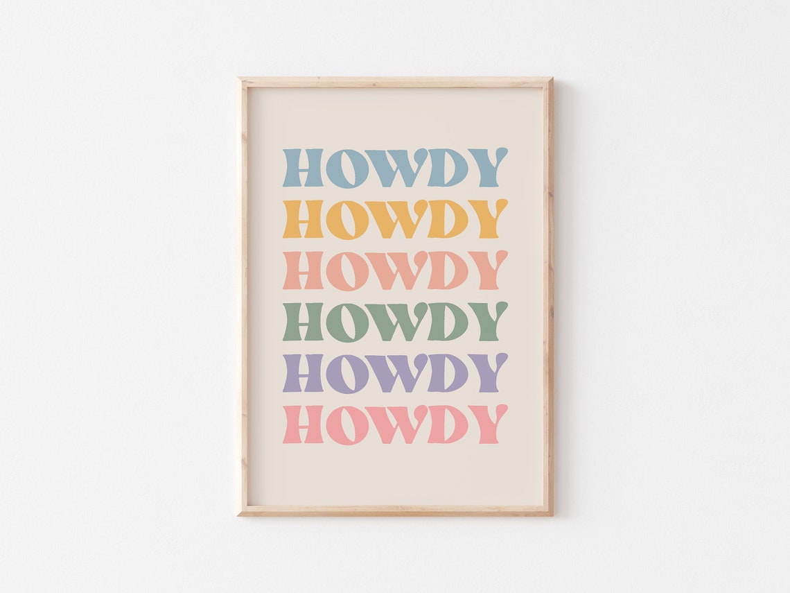 Howdy Retro Western Rainbow Typography Repeat Quote Wall Poster - Image 2
