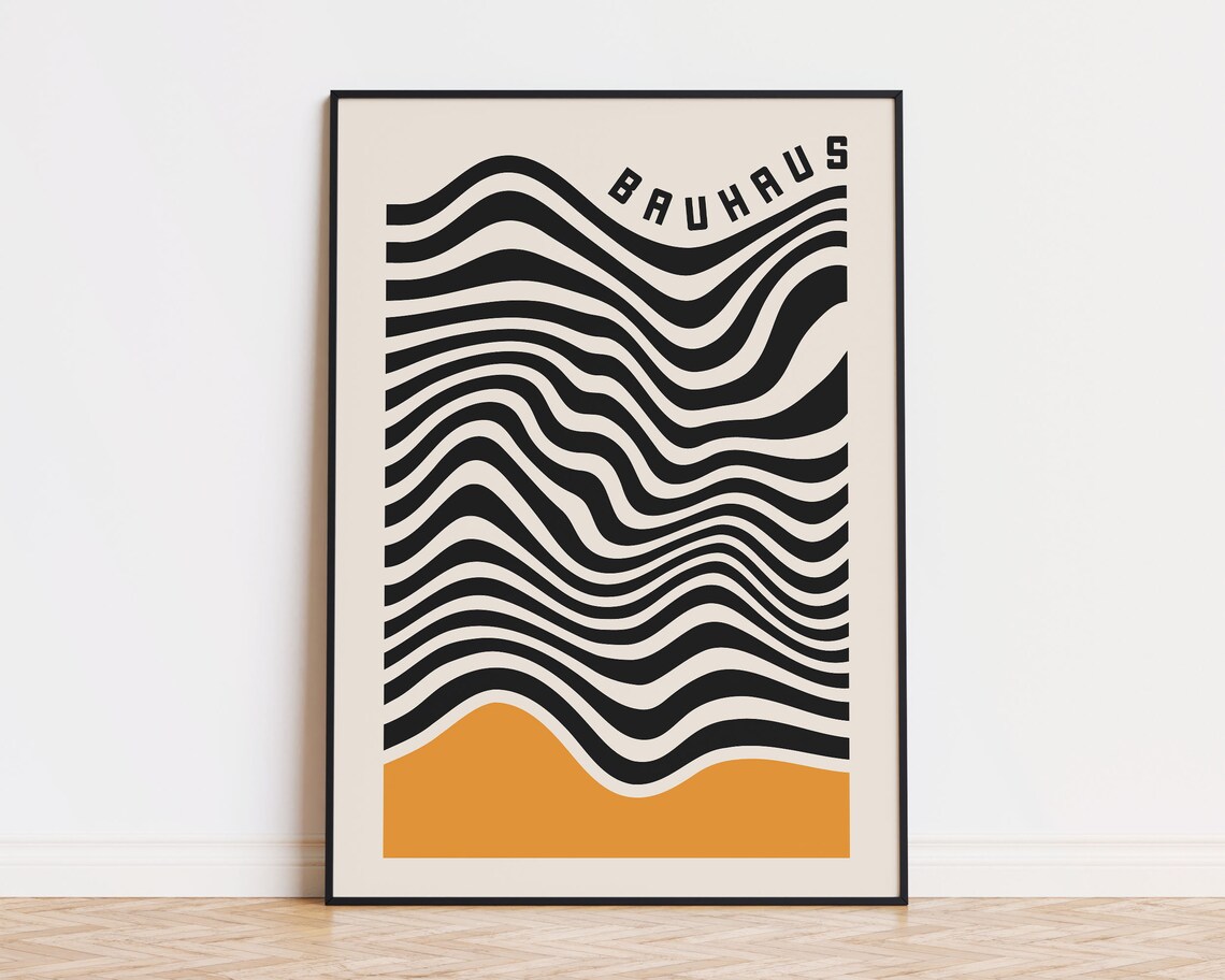 Bauhaus Wavy Lines Poster, Mid Century Modern Art Print - Image 2