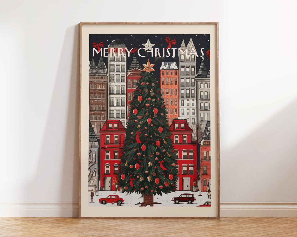Vintage Christmas Print New York Christmas Tree Poster - Image 2