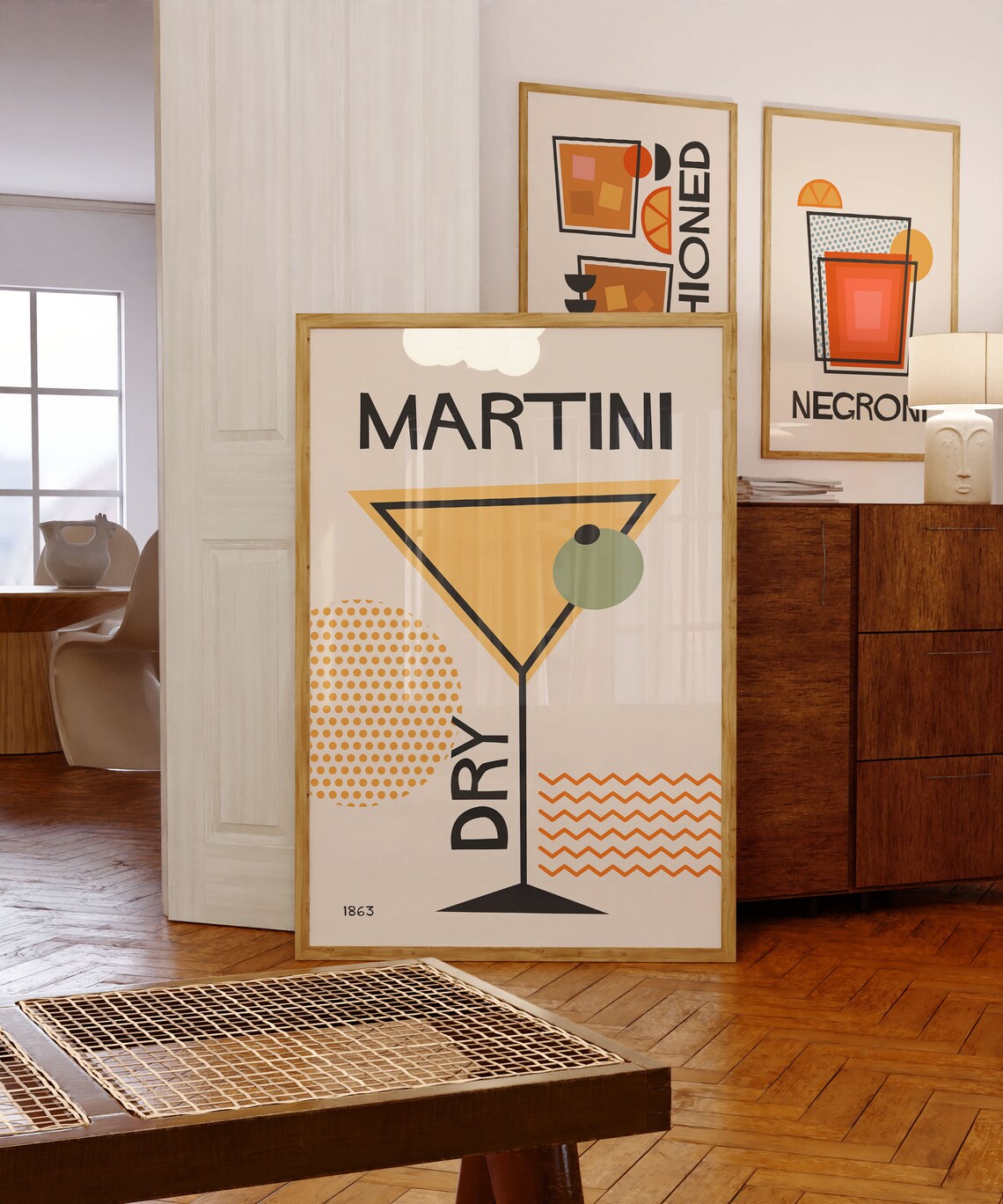 Martini Dry Retro Cocktail Art Print, Kitchen Bar - Image 3