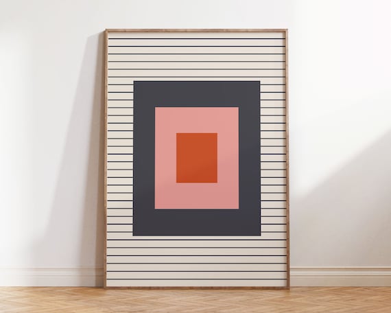 Color Blocks And Lines Retro Poster Bauhaus Abstract Geometric Print Vintage Mid Century Modern Wall Art