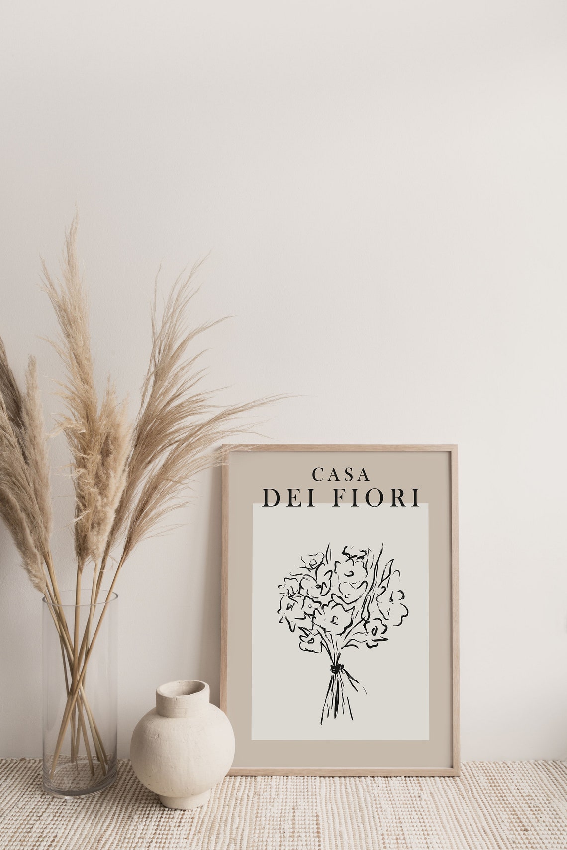 Casa Dei Fiori Flower Bouquet Ink Line Drawing Botanical Wall Print - Image 3